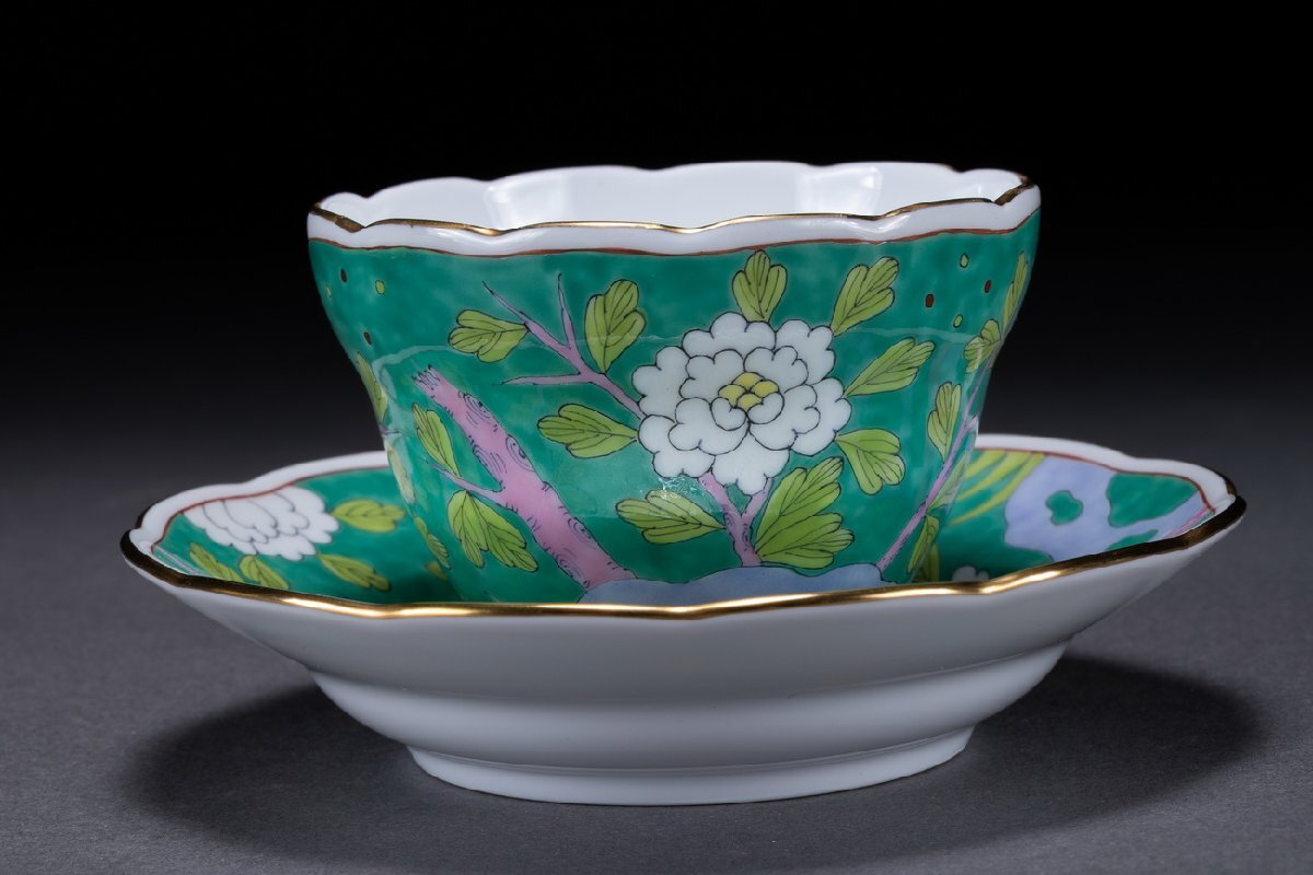 【華】時(shí)代舊藏 時(shí)代物HEREND ヘレンド色絵金彩花卉紋コーヒーカップセット 西洋陶器 激レア 時(shí)代物 古美術(shù) 骨董品A25070220-WQ　