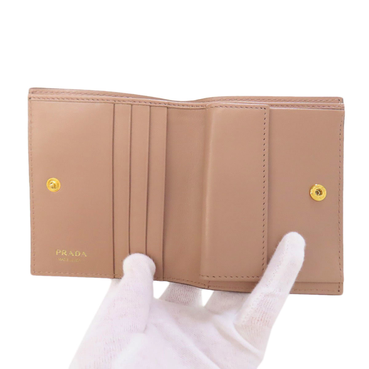 PRADA Prada Logo двойной бумажник ( кошелек для мелочи . есть ) кожа женский б/у 