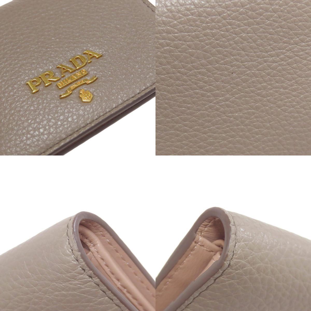 PRADA Prada Logo двойной бумажник ( кошелек для мелочи . есть ) кожа женский б/у 