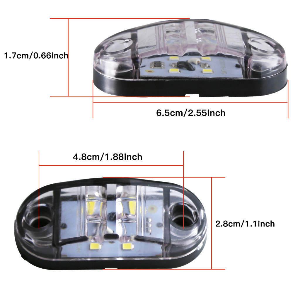 30個セット 車用 サイドライト マーカーライト 12-24V サイドマーカー 防水 4LED オレンジ イエロー ミニ 小型 明るい 6.5cm ライト t6925_画像2
