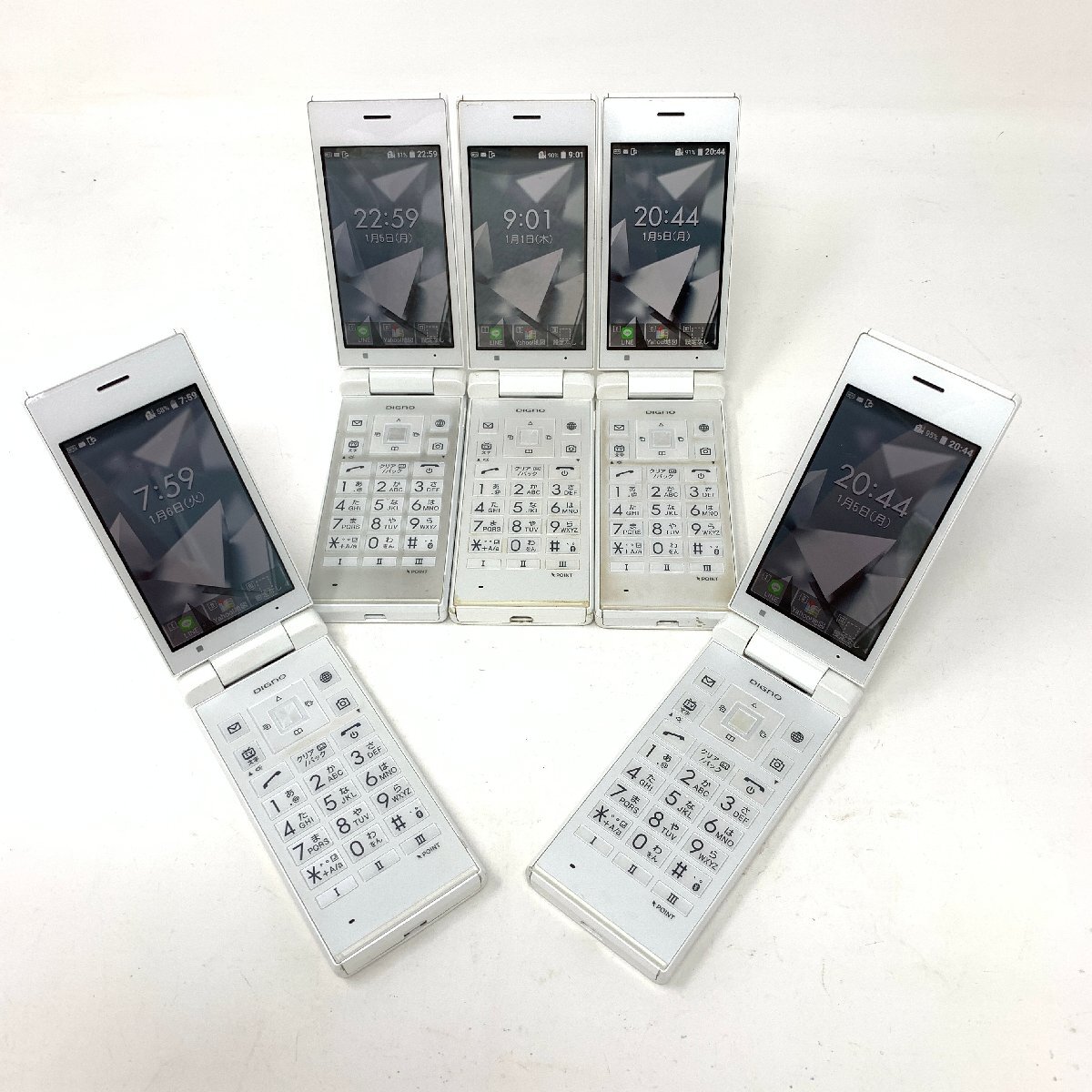 ◆動作品/5台セット◆京セラ/DIGNO ケータイ2 NP701KC/8G/ホワイト/62732_画像1