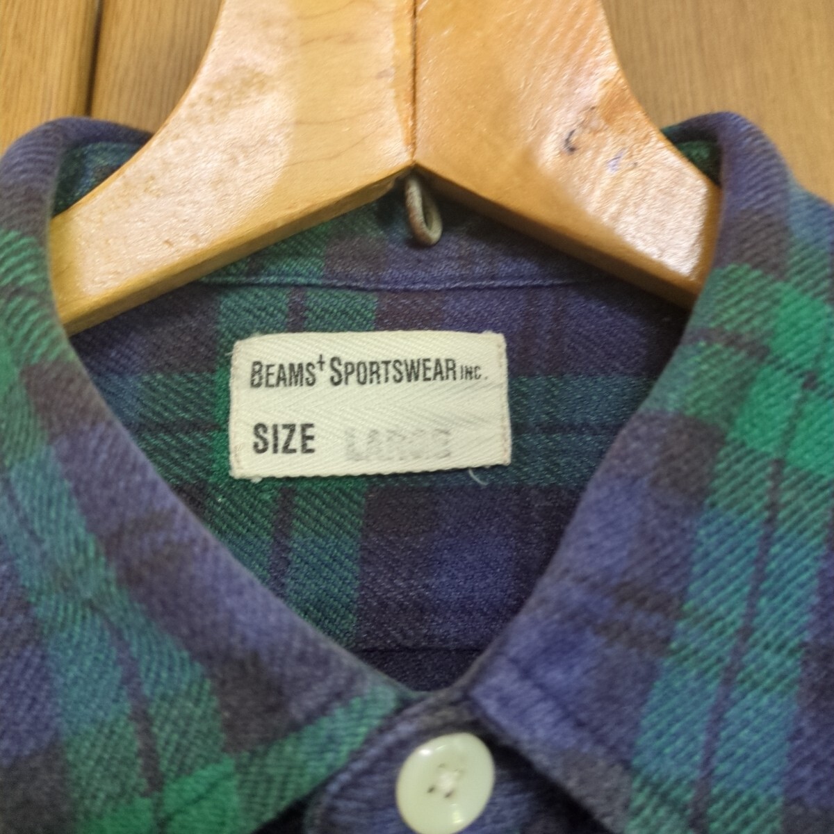 BEAMS ビームス プラス ブラックウォッチ 緑 グリーン 紺 チェック ネルシャツ ワークシャツ L チェックシャツ ワーク シャツ ( M BIGMAC_画像2