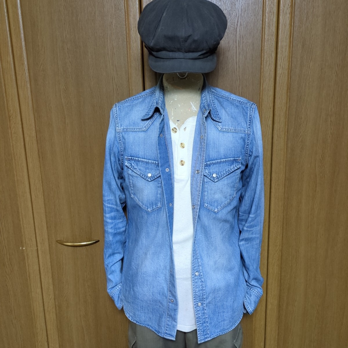 ジャーナルスタンダード USED加工 ヴィンテージ加工 デニム シャツ ウエスタンシャツ ウエスタン デニムシャツ L アメカジ ( M_画像1