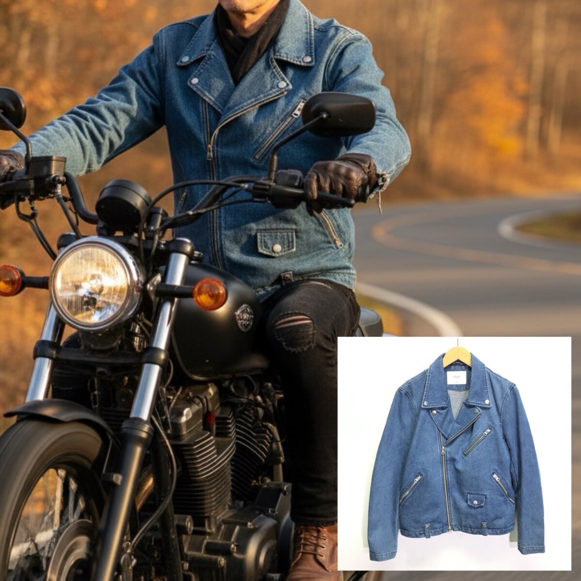 ワイルドな印象◎【BROWNY】ブラウニー デニムジャケット アウター ライダース ジージャン アメカジ ロック 古着 インディゴ M /Y34068ii_画像1