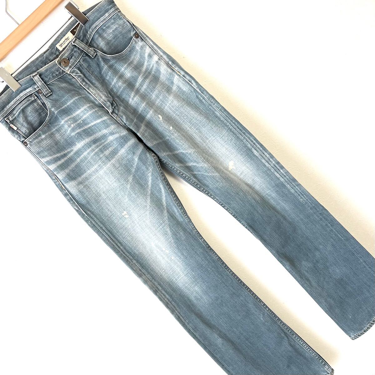 日本製◎雰囲気GOOD！【Back Nunber】バックナンバー デニム パンツ ジーンズ 綿 シンチバック ヒゲ アメカジ インディゴ W30/Y20701mQ_画像7