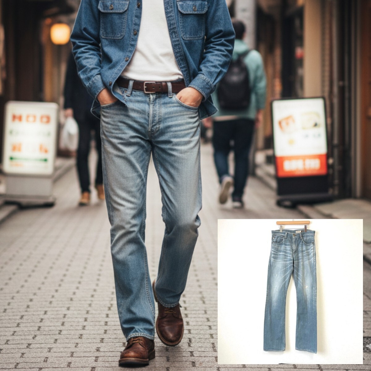 日本製◎雰囲気GOOD！【Back Nunber】バックナンバー デニム パンツ ジーンズ 綿 シンチバック ヒゲ アメカジ インディゴ W30/Y20701mQ_画像1