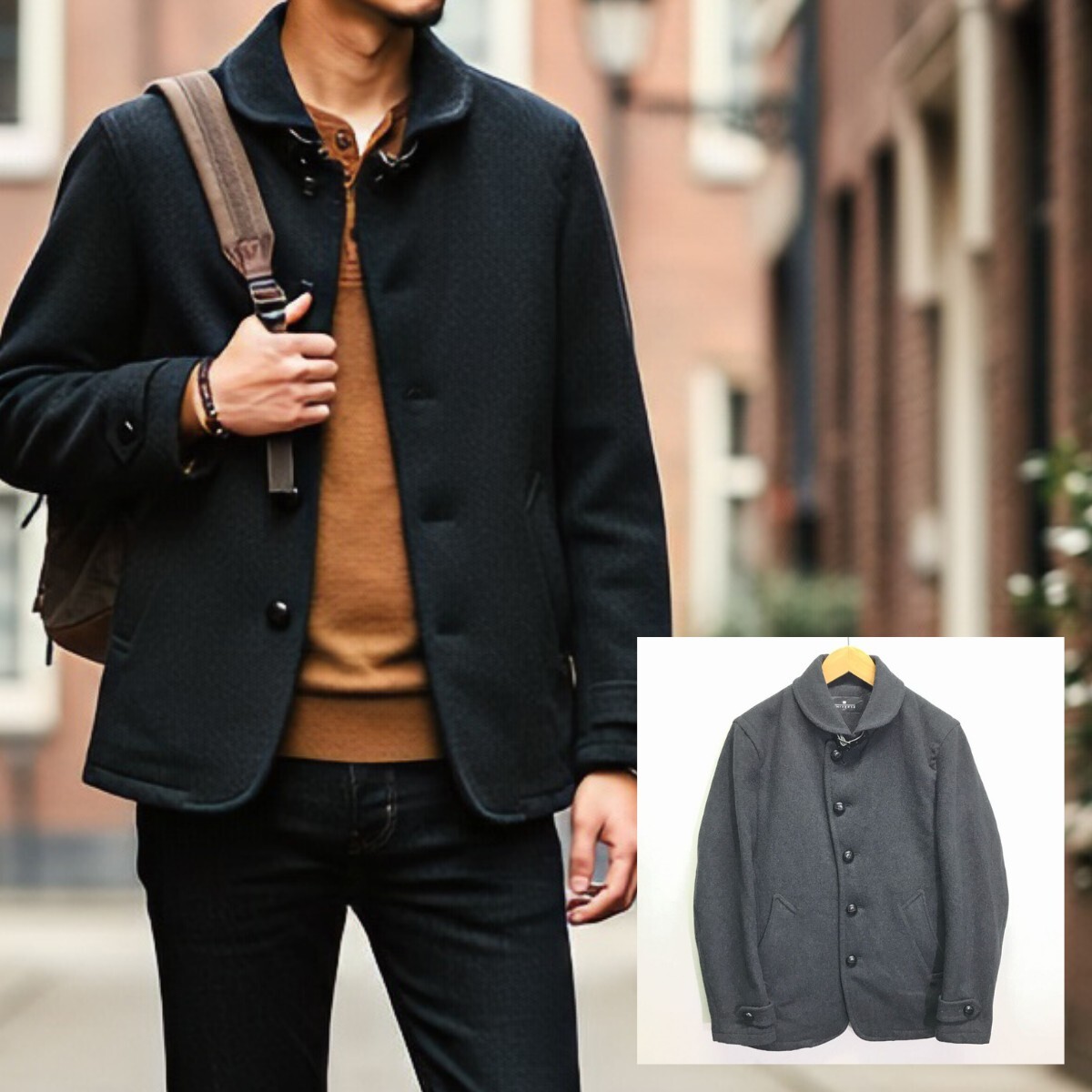 キレイめな着こなしに!【nano UNIVERSE】ナノユニバース ウール コート アウター ジャケット 上着 THERMO LITE 紳士 チャコール S/Y29324iD_画像1