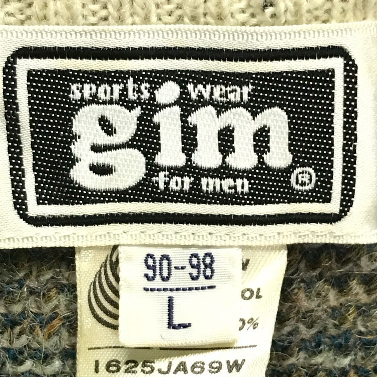 80s 90s ビンテージ◎【gim】ジム ニット ベスト トップス セーター ジレ アーガイル 鹿柄 レトロ アメカジ 着回し アイボリー L/Y30108iD_画像8