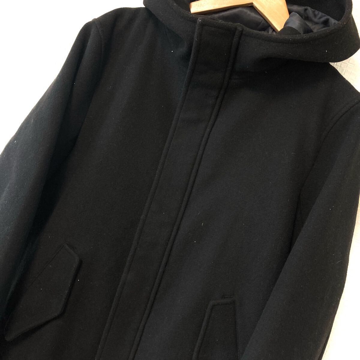 シンプルかっこいい！【RAGEBLUE】レイジブルー ウール 無地 フード アウター コート フルジップ カジュアル シンプル ブラック S/Y24615Uk_画像7