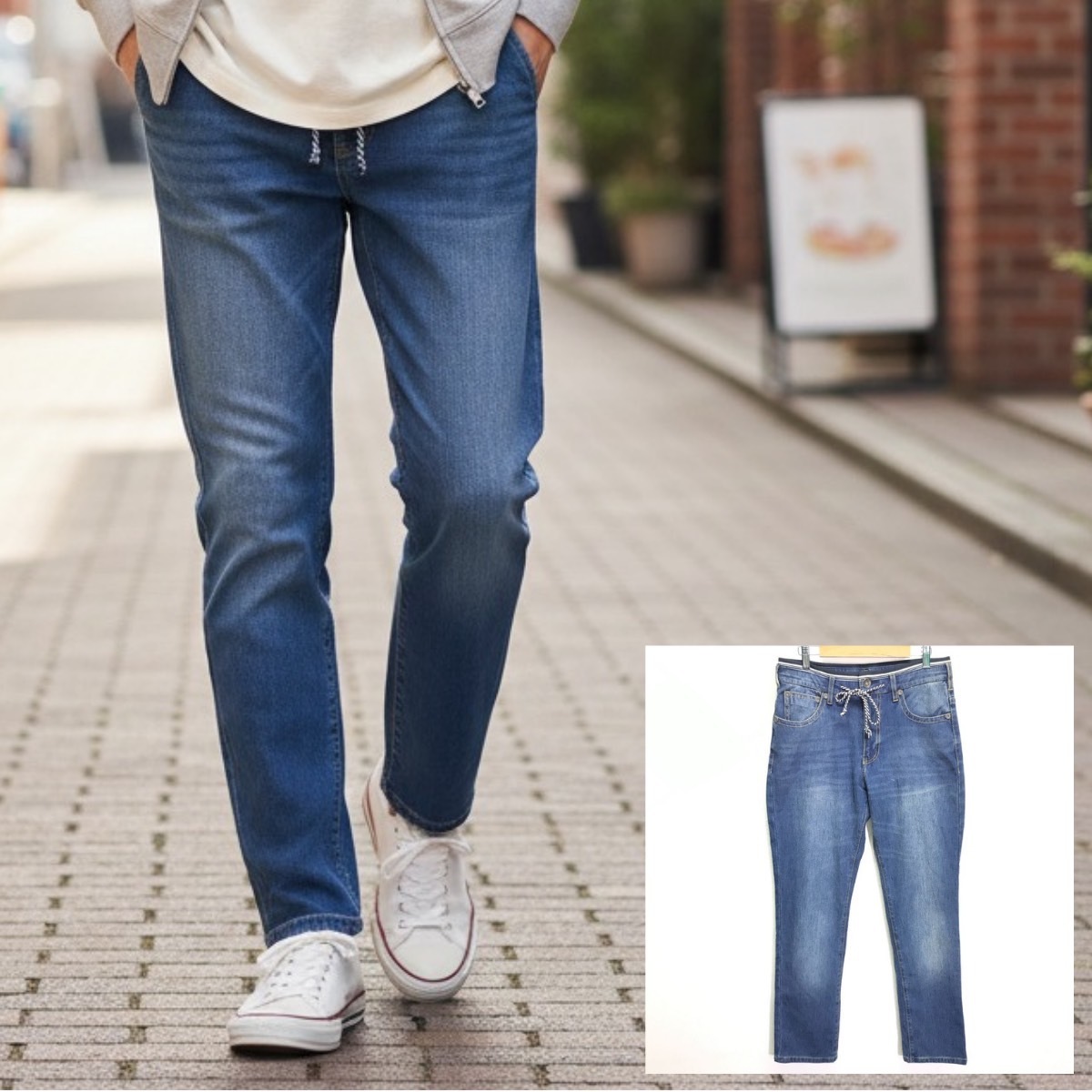 履き心地抜群◎【BACK NUMBER】バックナンバー リラクシーデニム ジーンズ パンツ スリムフィット ストレッチ インディゴ S /Y32206ii_画像1