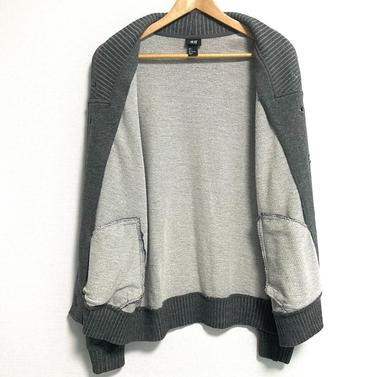 普段使いに最適◎【H&M】エイチアンドエム カーディガン トップス 長袖 ショールカラー アウター 羽織り グレー メンズ サイズL/Y32163RR_画像4