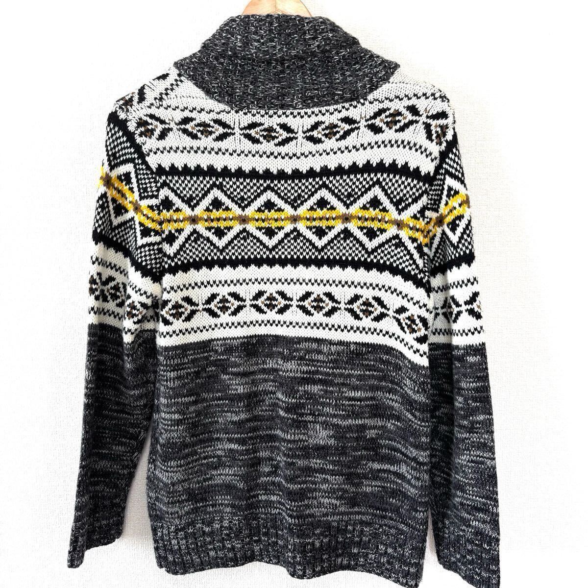 温かみあるデザイン◎【Beno】ビーノ ニット カーディガン ジャケット ショールカラー ノルディック カウチン おしゃれ グレー M /Y25137zm_画像3