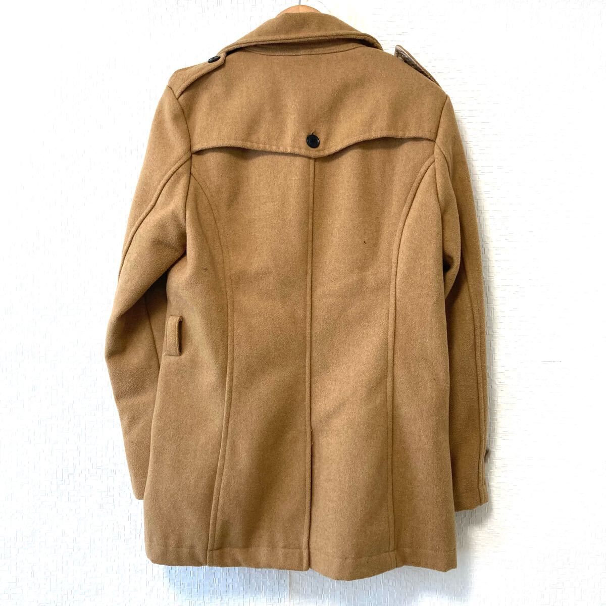状態良好◎ 人気 アウター【roshell】ロシェル ウール混 Pコート ピーコート ジャケット 上着 通勤 カジュアル キャメル メンズ M/Y27315UD_画像3
