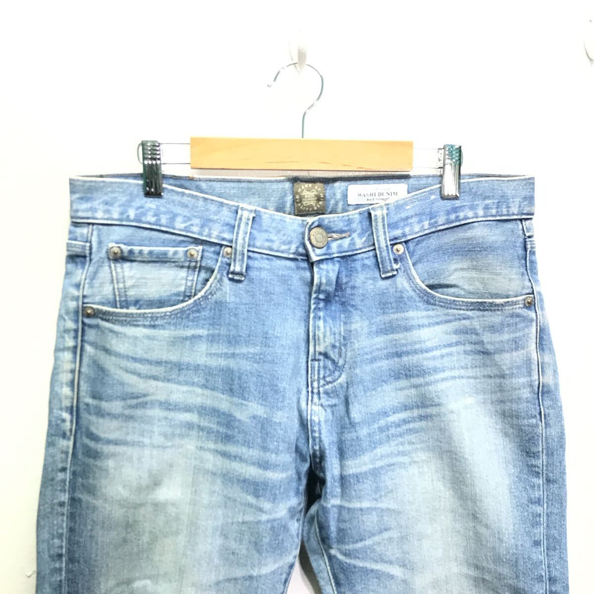 和紙 デニム◎【BACK NUMBER】バックナンバー ジーンズ パンツ ジーパン ズボン ボトムス テーパード アメカジ インディゴ w29 /Y26418iD_画像4