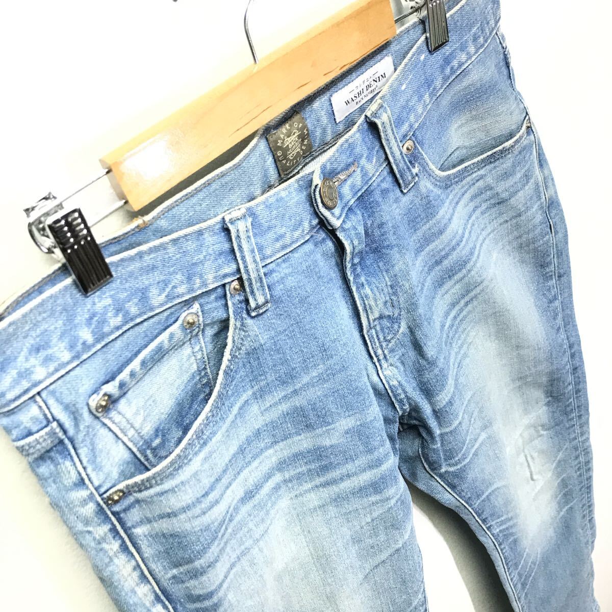 和紙 デニム◎【BACK NUMBER】バックナンバー ジーンズ パンツ ジーパン ズボン ボトムス テーパード アメカジ インディゴ w29 /Y26418iD_画像7