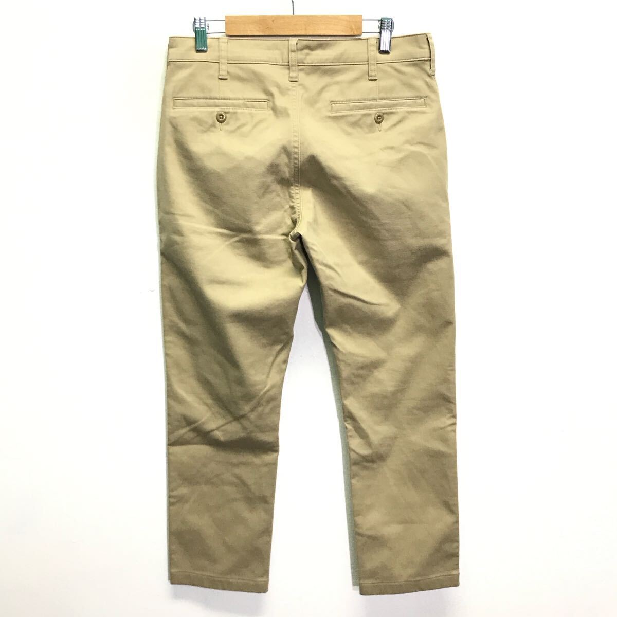 美シルエット【UNIQLO】ユニクロ 防風ストレッチ スリム フィット チノパン パンツ 秋冬 大人カジュアル 裏起毛 ベージュ 73cm /Y32311ii_画像3