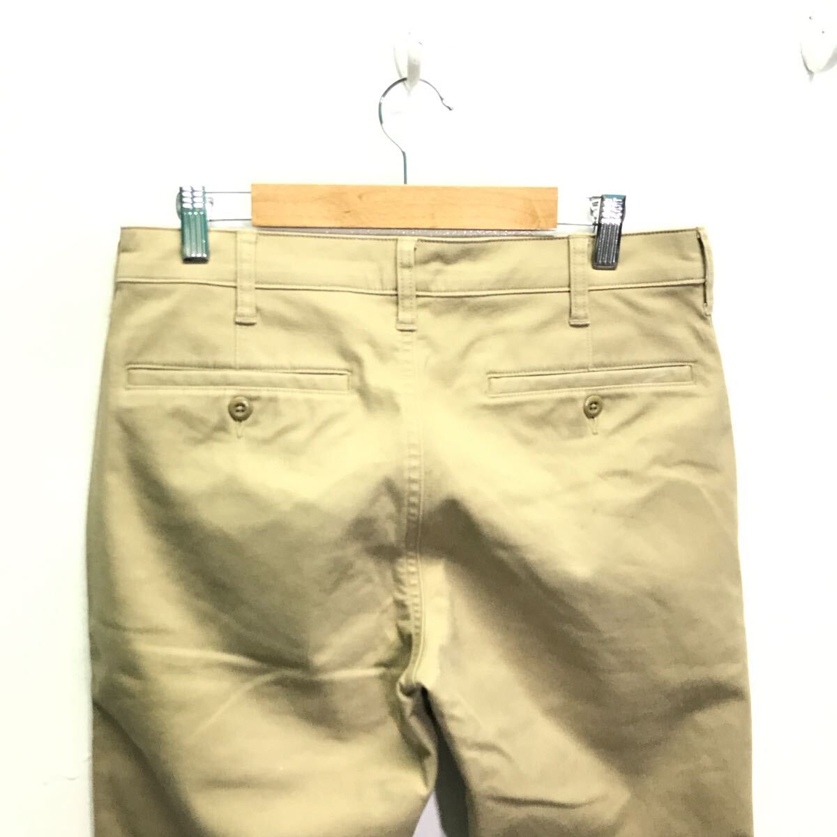 美シルエット【UNIQLO】ユニクロ 防風ストレッチ スリム フィット チノパン パンツ 秋冬 大人カジュアル 裏起毛 ベージュ 73cm /Y32311ii_画像5