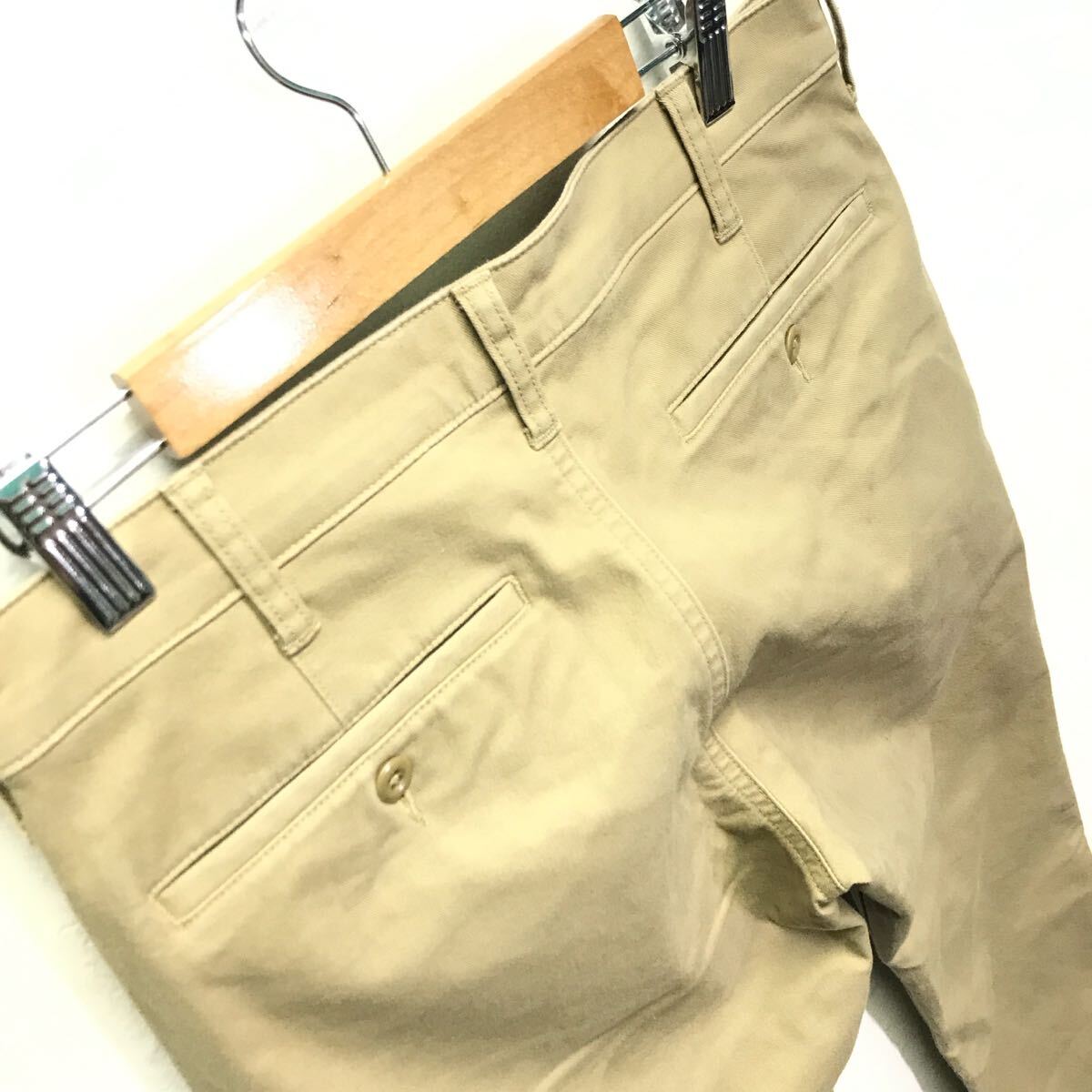 美シルエット【UNIQLO】ユニクロ 防風ストレッチ スリム フィット チノパン パンツ 秋冬 大人カジュアル 裏起毛 ベージュ 73cm /Y32311ii_画像8