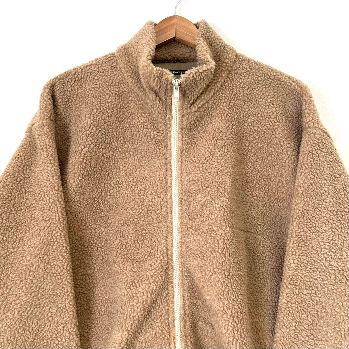 ボリューム感◎【FREAK'S STORE】フリークスストア ボア フリース ジャケット アウター ジップ 防寒 アウトドア 定番 ブラウン L/Y27030mQ_画像5