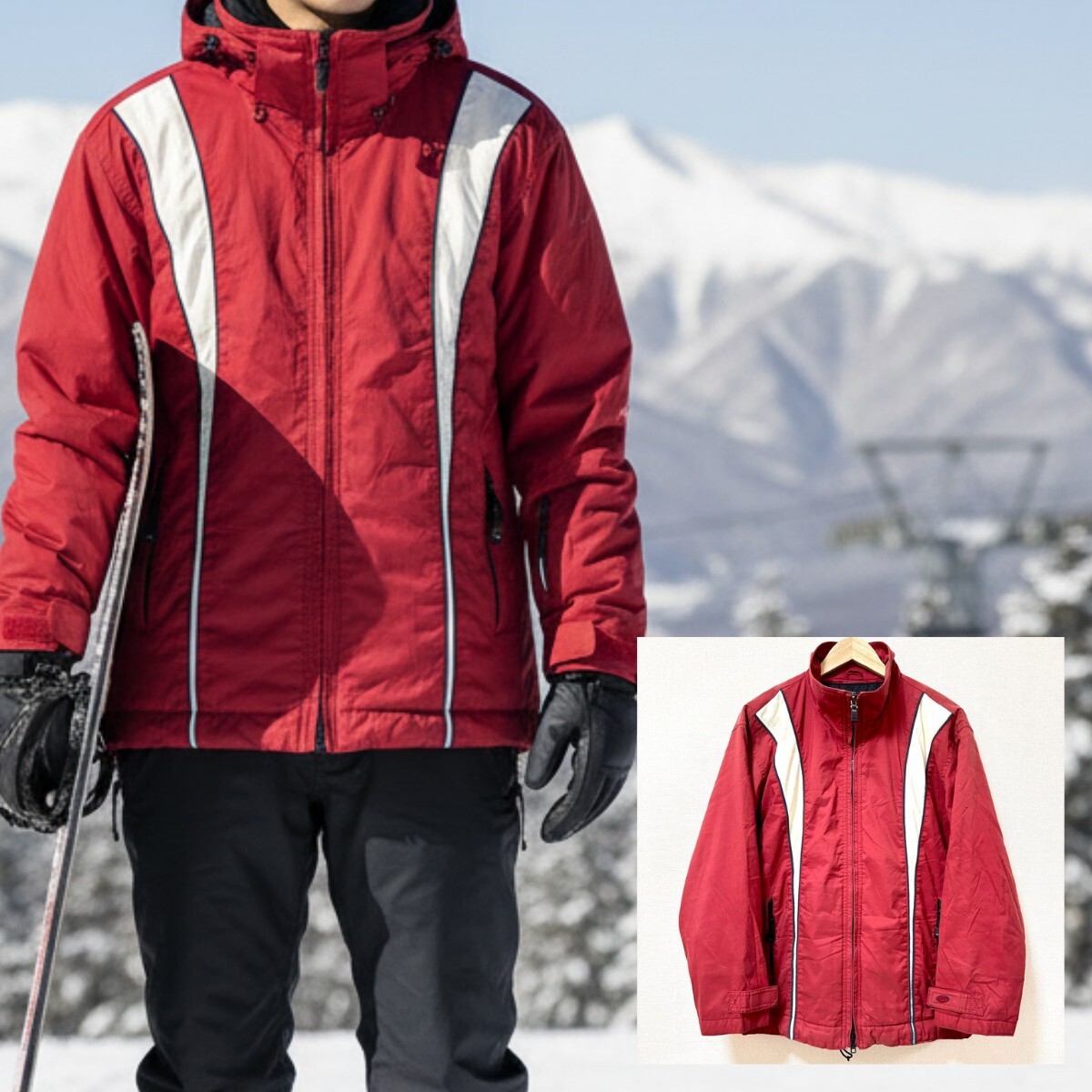 小さめ◎パウダーガード付【OCEAN PACIFIC】オーシャンパシフィック スキー スノーボード ジャケット ナイロン ジャンパー 赤 SS/Y25557SD_画像1