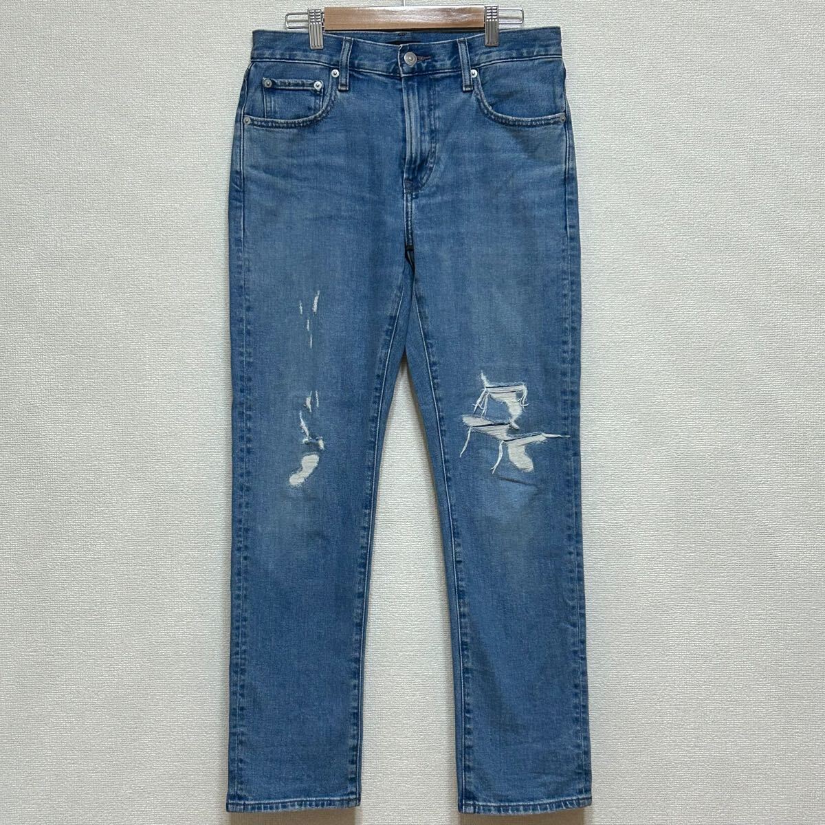 【UNIQLO JEANS 】ユニクロ ジーンズ ジーパン デニム ダメージ パンツ ストレート スリム インディゴ メンズ ブルー w29 /Y23703GQ_画像2