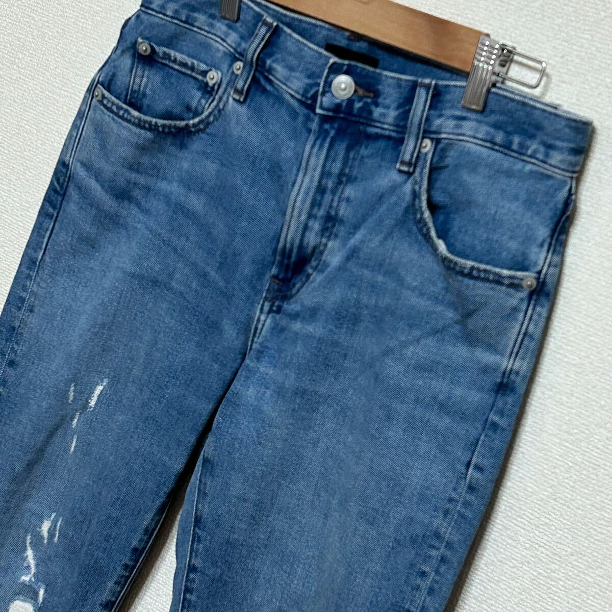 【UNIQLO JEANS 】ユニクロ ジーンズ ジーパン デニム ダメージ パンツ ストレート スリム インディゴ メンズ ブルー w29 /Y23703GQ_画像7