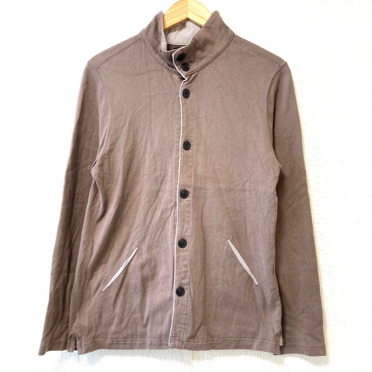 状態良好◎【SHIPS】シップス フルボタン シンプル ジャケット ブルゾン キレイめ カーディガン 薄手 羽織 ブラウン カジュアル L/Y24086Uk_画像2