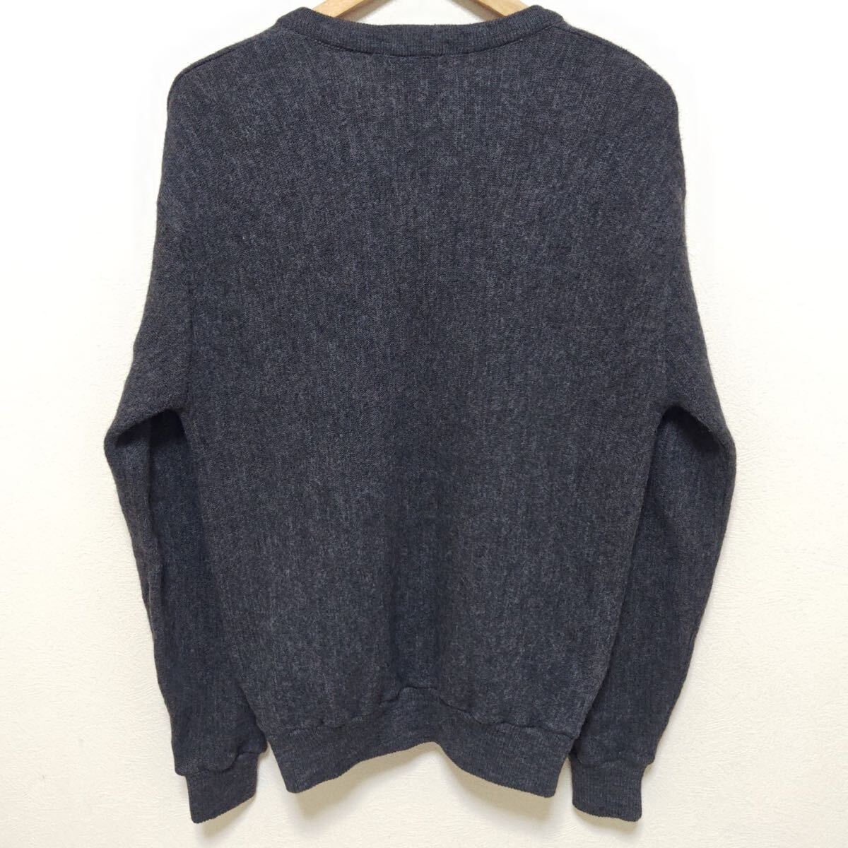 レトロ感◎ 厚手◎【Jewel】ジュエル ニット カーディガン Vネック ウール100% ジャケット ビジネスにも◎ シンプル グレー 灰 L/Y21038jT_画像3