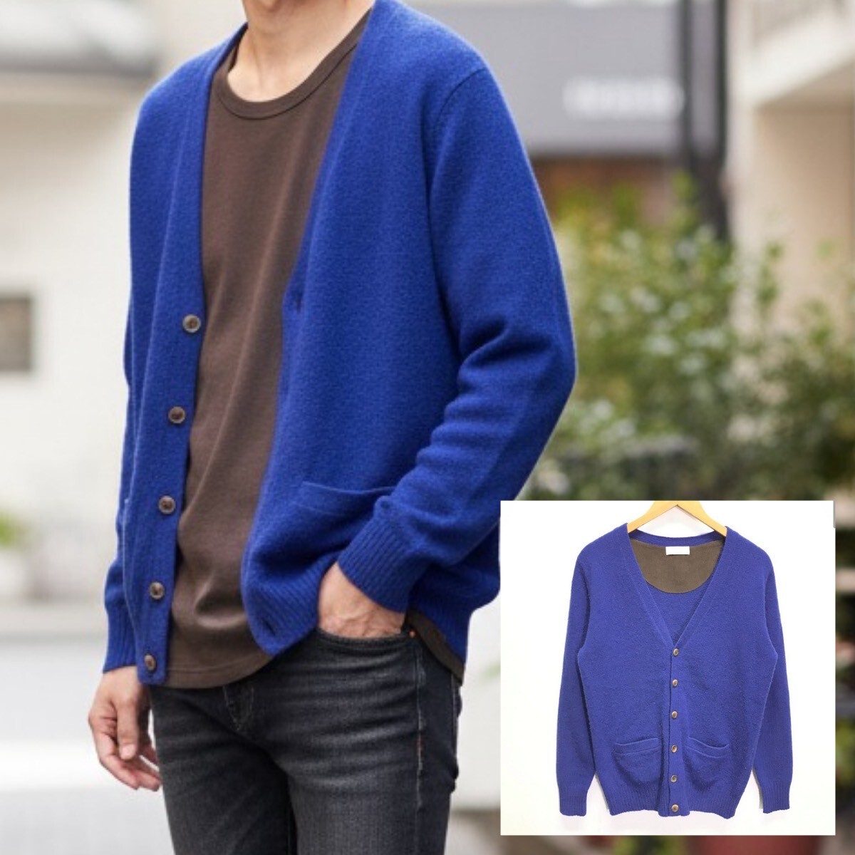 人気カラー◎なめらかな肌触り◎【BACK NUMBER】バックナンバー カーディガン ニット セーター アメカジ ジャケット ブルー 青 M /Y23166ii_画像1