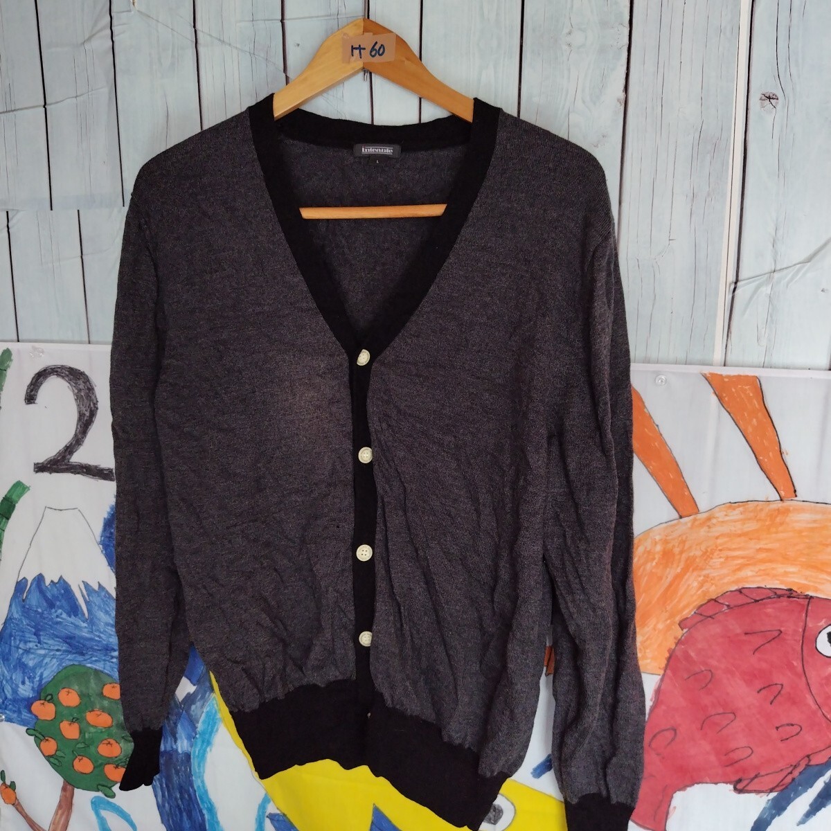inteante メンズLサイズ 長袖 カーディガン ニット　け60_画像1