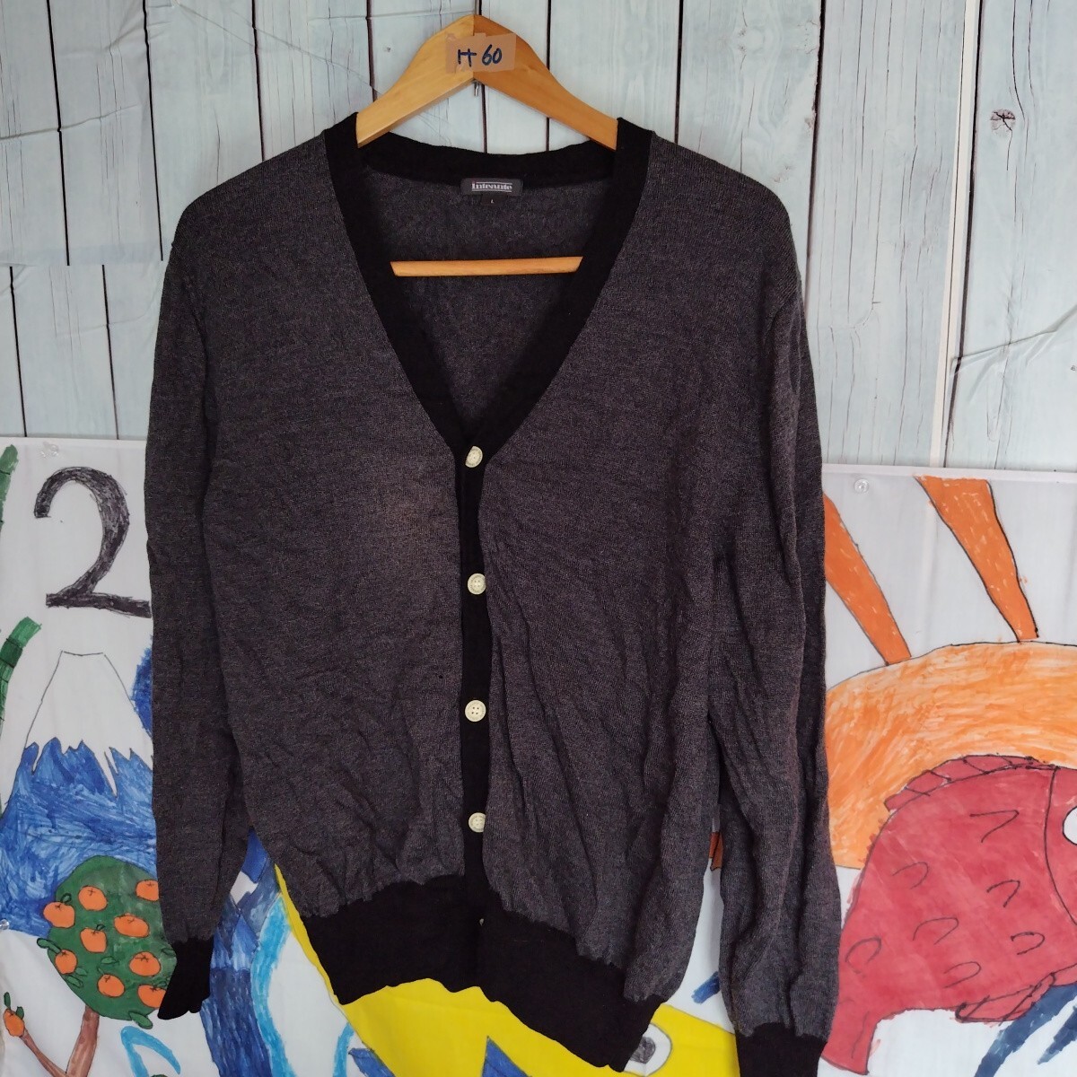 inteante メンズLサイズ 長袖 カーディガン ニット　け60_画像2
