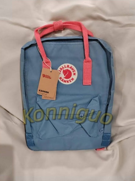 美品 カンケンリュックサック バッグ フェールラーベン 大容量16L グレーブルー/ピンク_画像1
