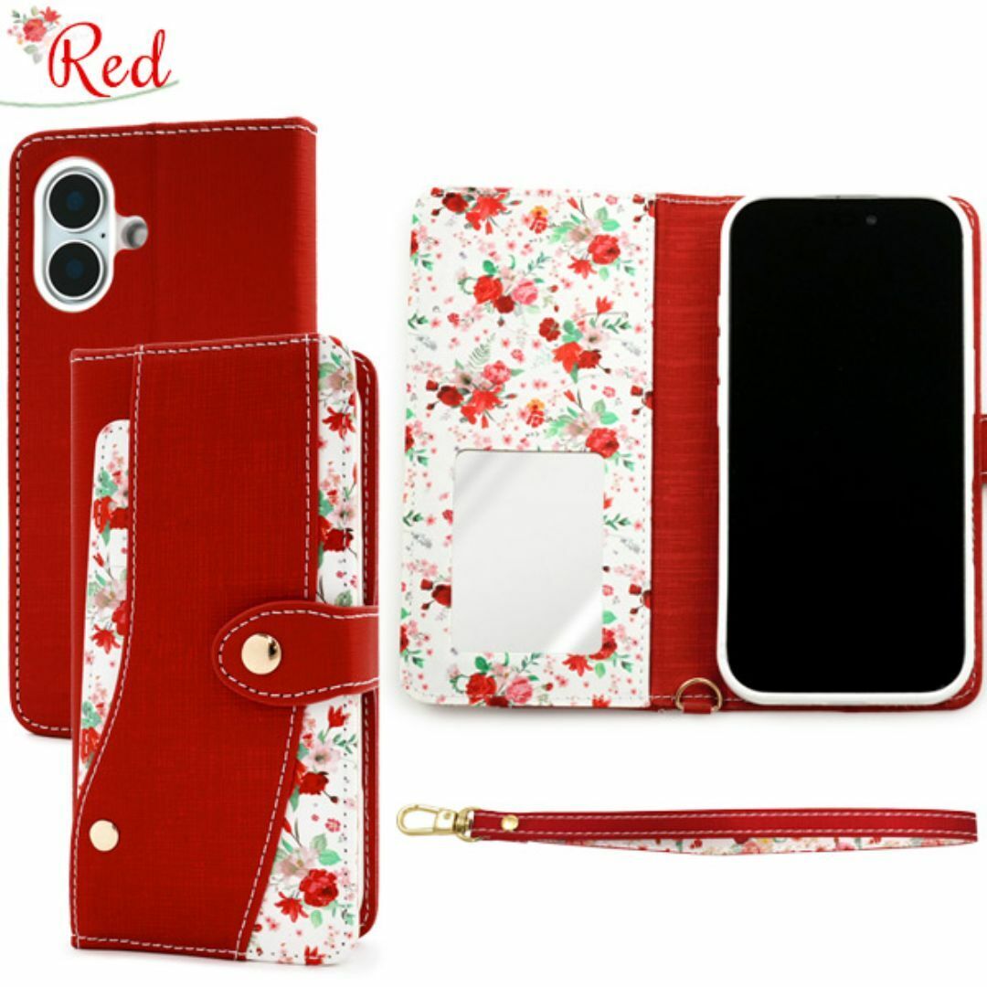 iPhone 16 花柄 手帳型ケース/アイフォン スマホケース_画像7