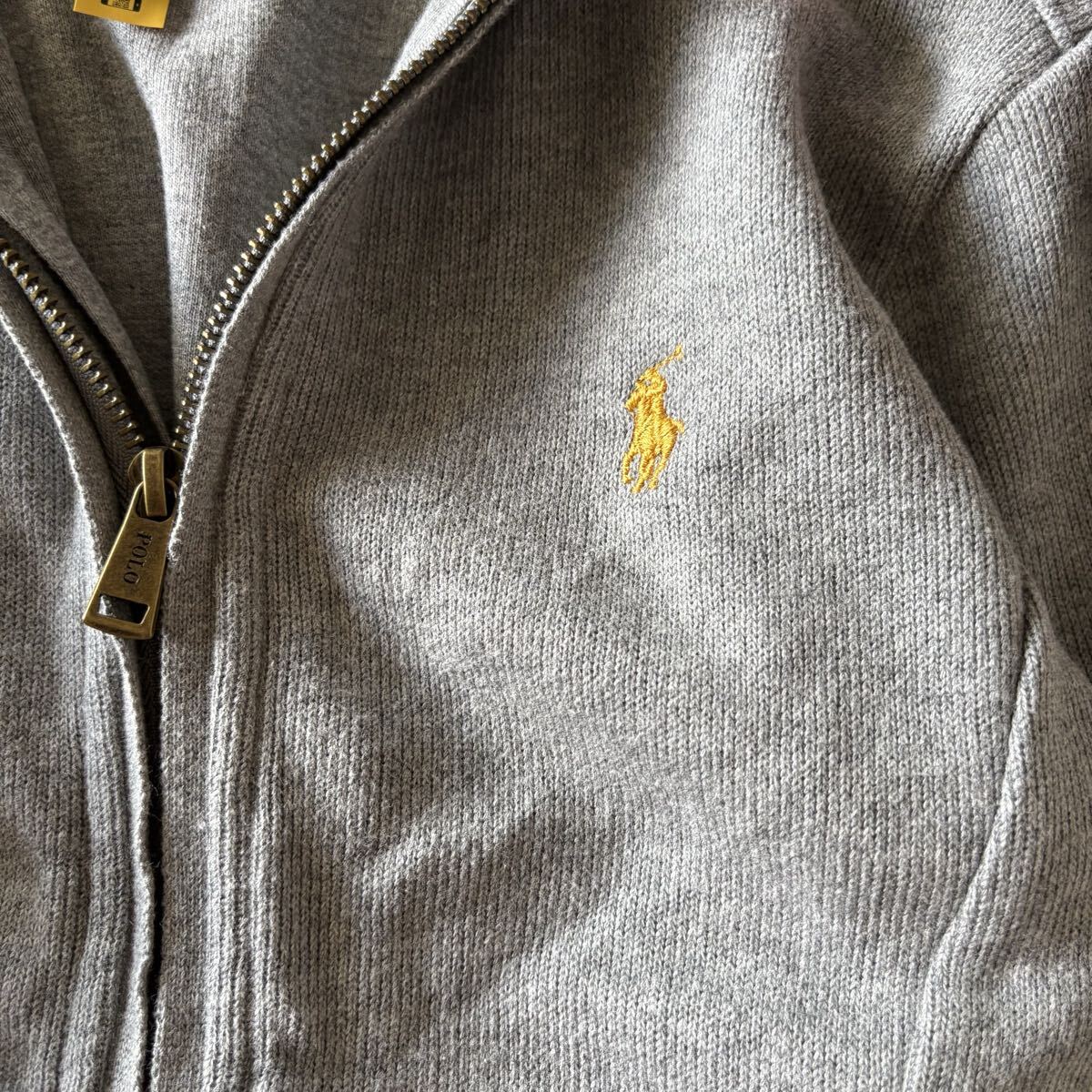 POLO RALPHLAUREN ポロラルフローレン　ニットブルゾン　ジャケット　ホースロゴ　グレー　子供用　キッズ　8歳　チェック　子供服　秋冬