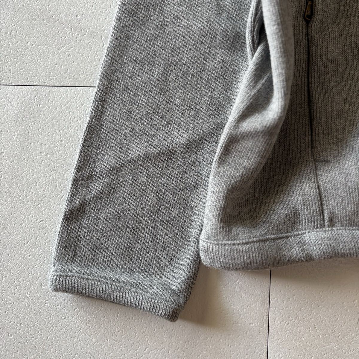 POLO RALPHLAUREN ポロラルフローレン　ニットブルゾン　ジャケット　ホースロゴ　グレー　子供用　キッズ　8歳　チェック　子供服　秋冬