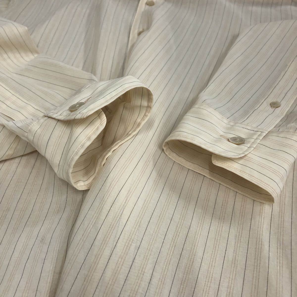 【AURALEE】オーラリー★長袖シャツ サイズ4 A24SS01OS HARD TWIST FINX ORGANDY STRIPE SHIRT ストライプシャツ ベージュ 09_画像5