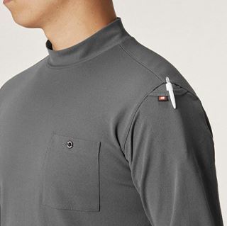 バートル 655 モックネックロングTシャツ ミルスグリーン M 秋冬 ウエア 作業服 男性 メンズ 吸汗速乾 消臭 長袖_画像3