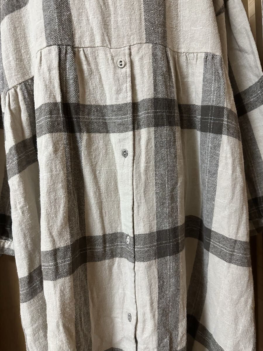 ◇Samansa Mos2 サマンサモスモス リネン混柄 チェック ナチュラル ゆったりデザイン ワンピース◇_画像6