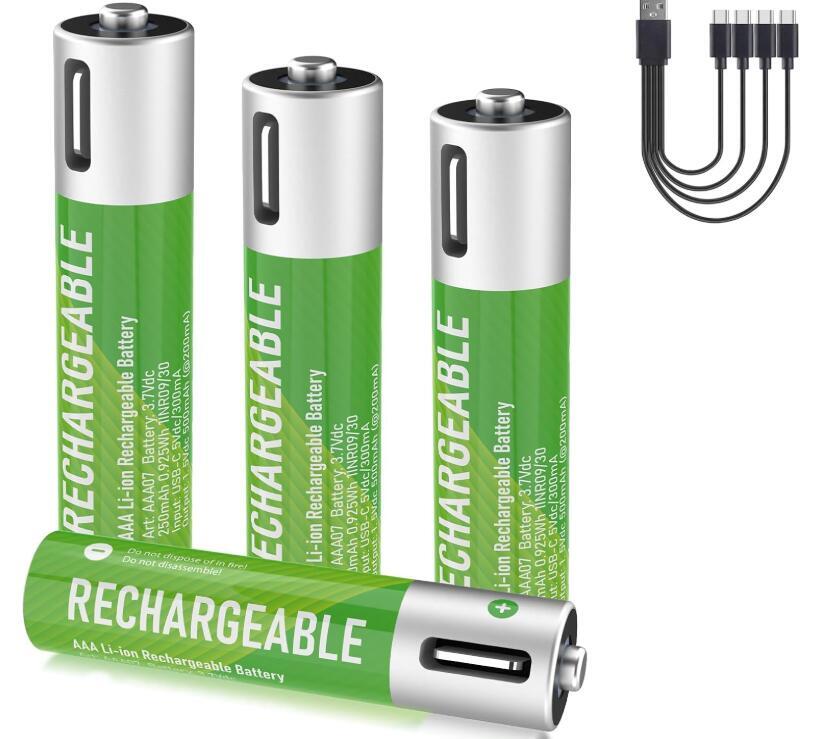  単四電池 充電式 4本セット1.5v 高容量タイプ 単四電池 充電式 500mAh 750mWh_画像2