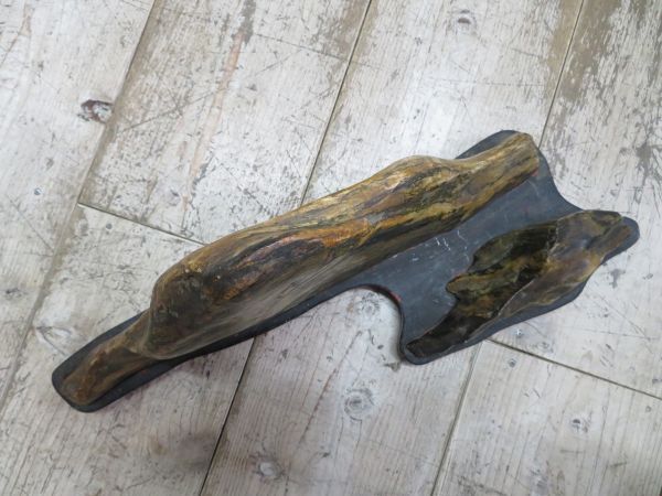 【愛石家/コレクション】 詳細不明 連山 山型 飾り石 合計4.4kg 木製 台付き 検索用⇒ 鑑賞石/天然石/自然石/銘石/水石/原石/鉱物/F0908_画像5