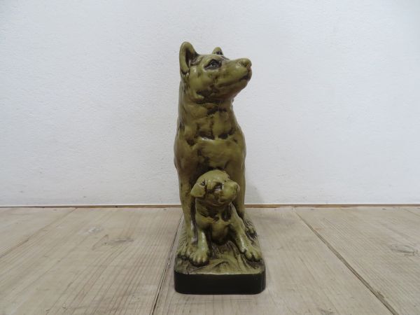 【USED】 陶製 和犬 親子 彫刻 置物 検索用⇒ 柴犬/戌/F0928_画像5