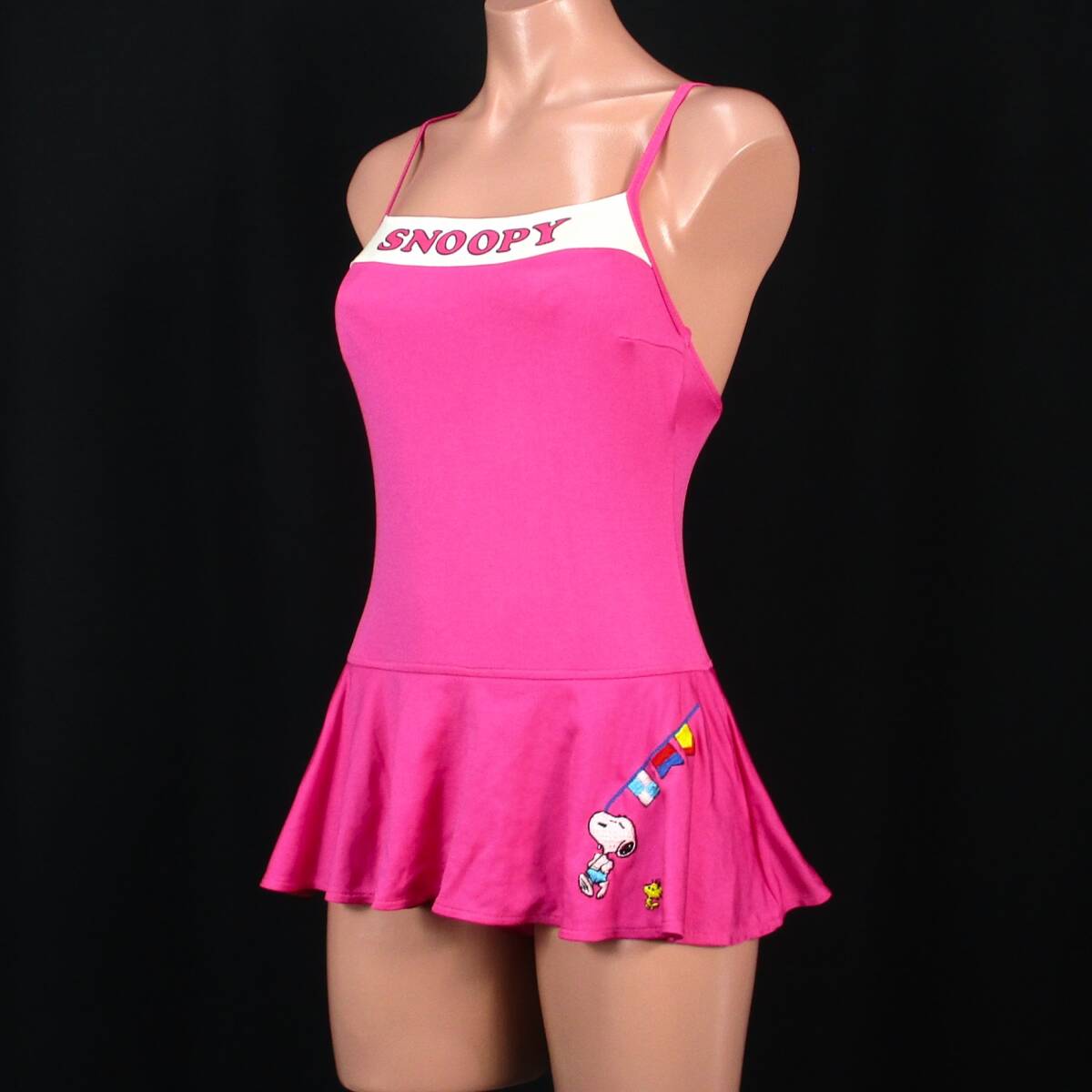 E9020★スヌーピー レア 水著 ワンピース スカート レディース 9M ナイロン100％ ピンク 希少 レトロ かわいい 水泳 プール ビーチ 海