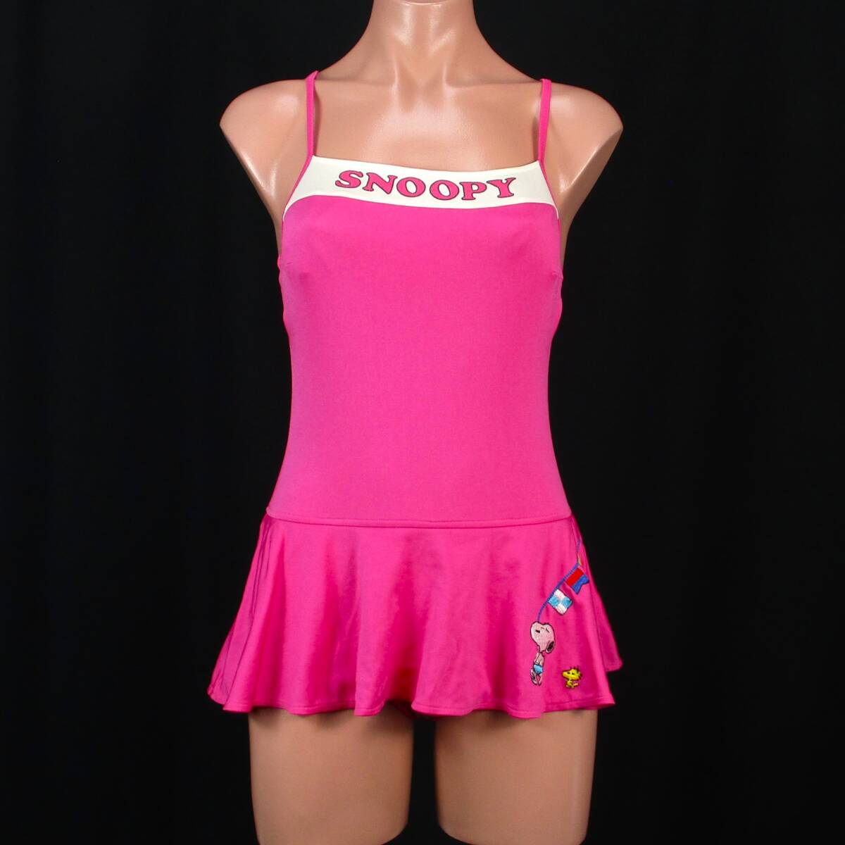 E9020★スヌーピー レア 水著 ワンピース スカート レディース 9M ナイロン100％ ピンク 希少 レトロ かわいい 水泳 プール ビーチ 海