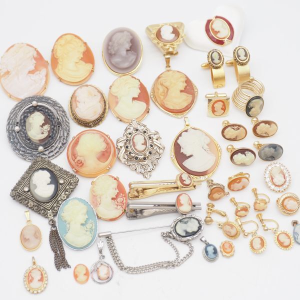 (CBM0907) 1円 カメオ アクセサリー 大量セット ペンダント トップ ブローチ 等 まとめて