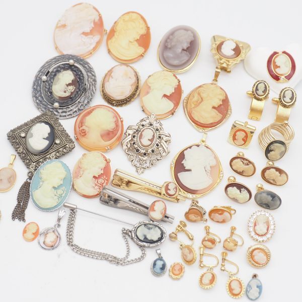(CBM0907) 1円 カメオ アクセサリー 大量セット ペンダント トップ ブローチ 等 まとめて