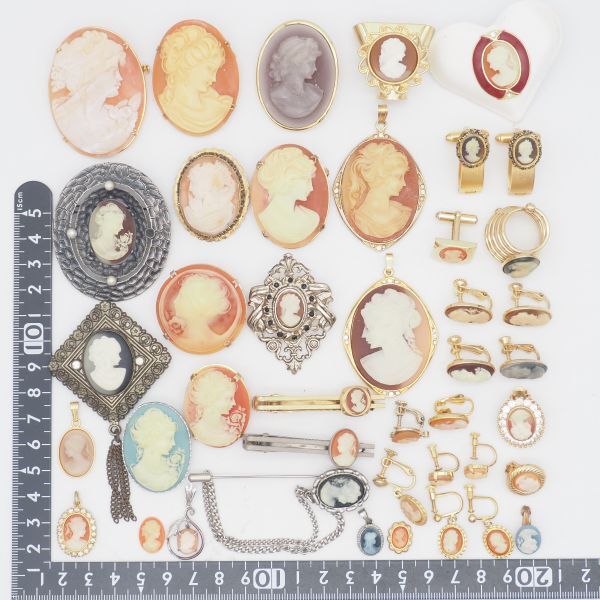 (CBM0907) 1円 カメオ アクセサリー 大量セット ペンダント トップ ブローチ 等 まとめて
