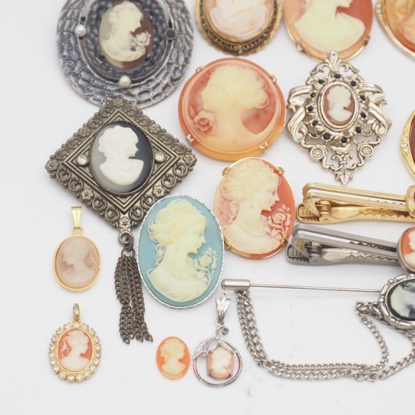 (CBM0907) 1円 カメオ アクセサリー 大量セット ペンダント トップ ブローチ 等 まとめて