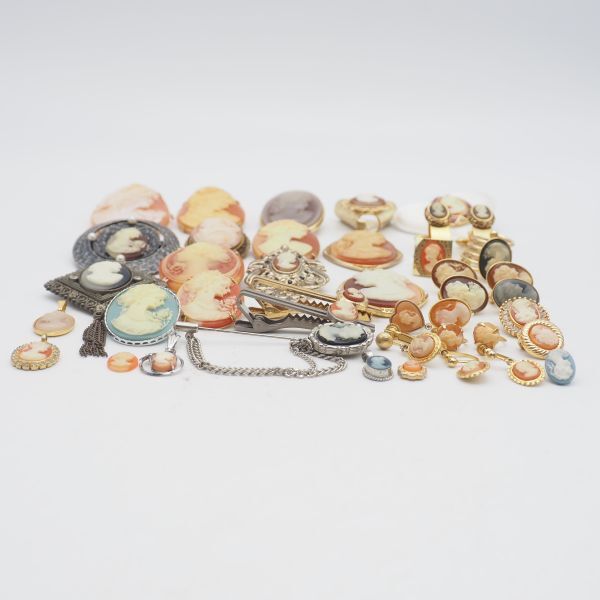 (CBM0907) 1円 カメオ アクセサリー 大量セット ペンダント トップ ブローチ 等 まとめて