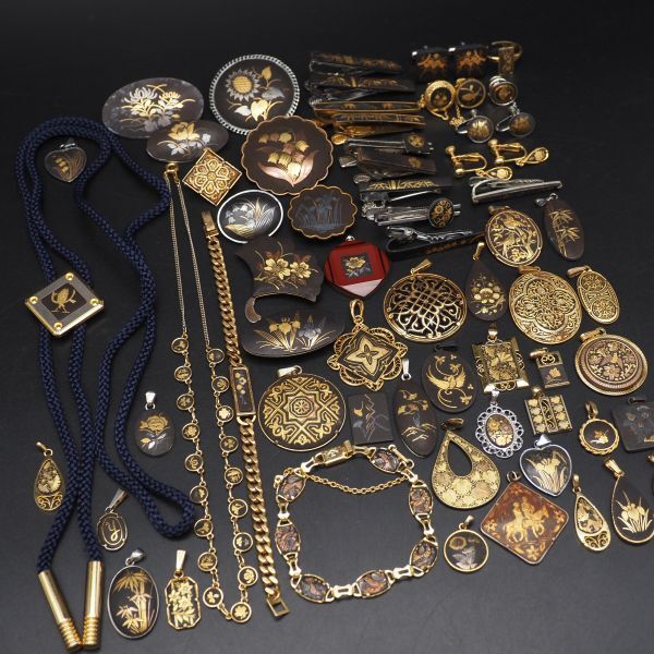 (IZM0905) 1円 象嵌 アクセサリー 大量セット ネックレス ブレスレット ペンダントトップ イヤリング ブローチ 指輪 等 まとめて