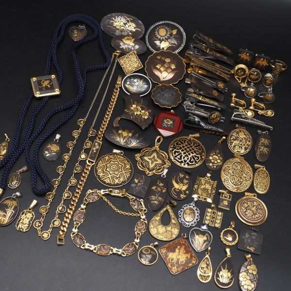 (IZM0905) 1円 象嵌 アクセサリー 大量セット ネックレス ブレスレット ペンダントトップ イヤリング ブローチ 指輪 等 まとめて